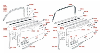 GUARNIZIONI SUPERIORI VETRI LATERALI DX/SX KG 08/59-07/67 (2)