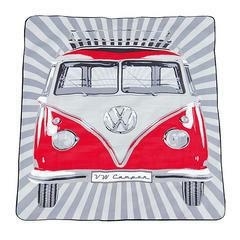 COPERTA PICNIC ROSSA A STRISCE CON BORSA T1 BUS DELUXE