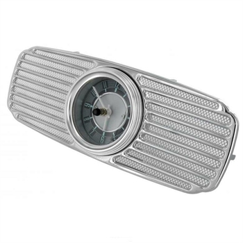 CHROMED SPEAKER GRILL WITH CLOCK (12V) 10/52-07/57