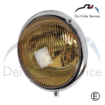 HEADLAMP ASSEMBLY, YELLOW GLASS, ASSYMETRIC, E-MARKED 47-66