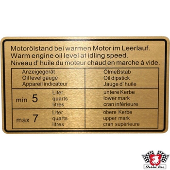 Adesivo, livello olio motore-en