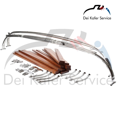 PORTAPACCHI DA TETTO IN ACCIAIO INOX E LEGNO PER VW T25 / T3