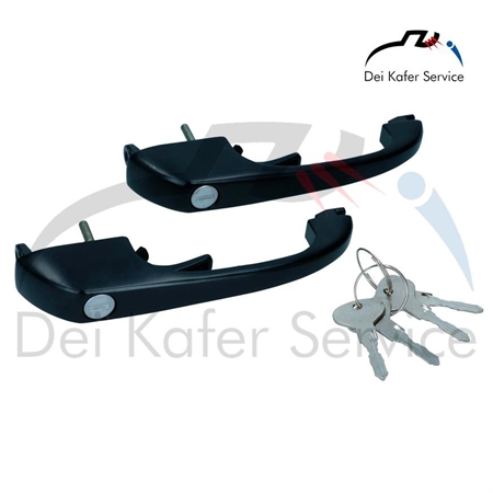 MANIGLIE PORTA NERA CON CHIAVI T25 05/79-07/92 (2 PZ, 4 CHIAVI)